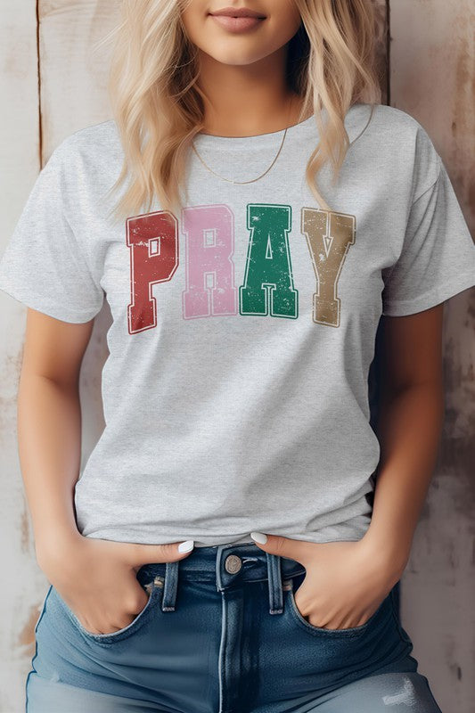 Pray, Christian Quote Retro Graphic T-Shirt